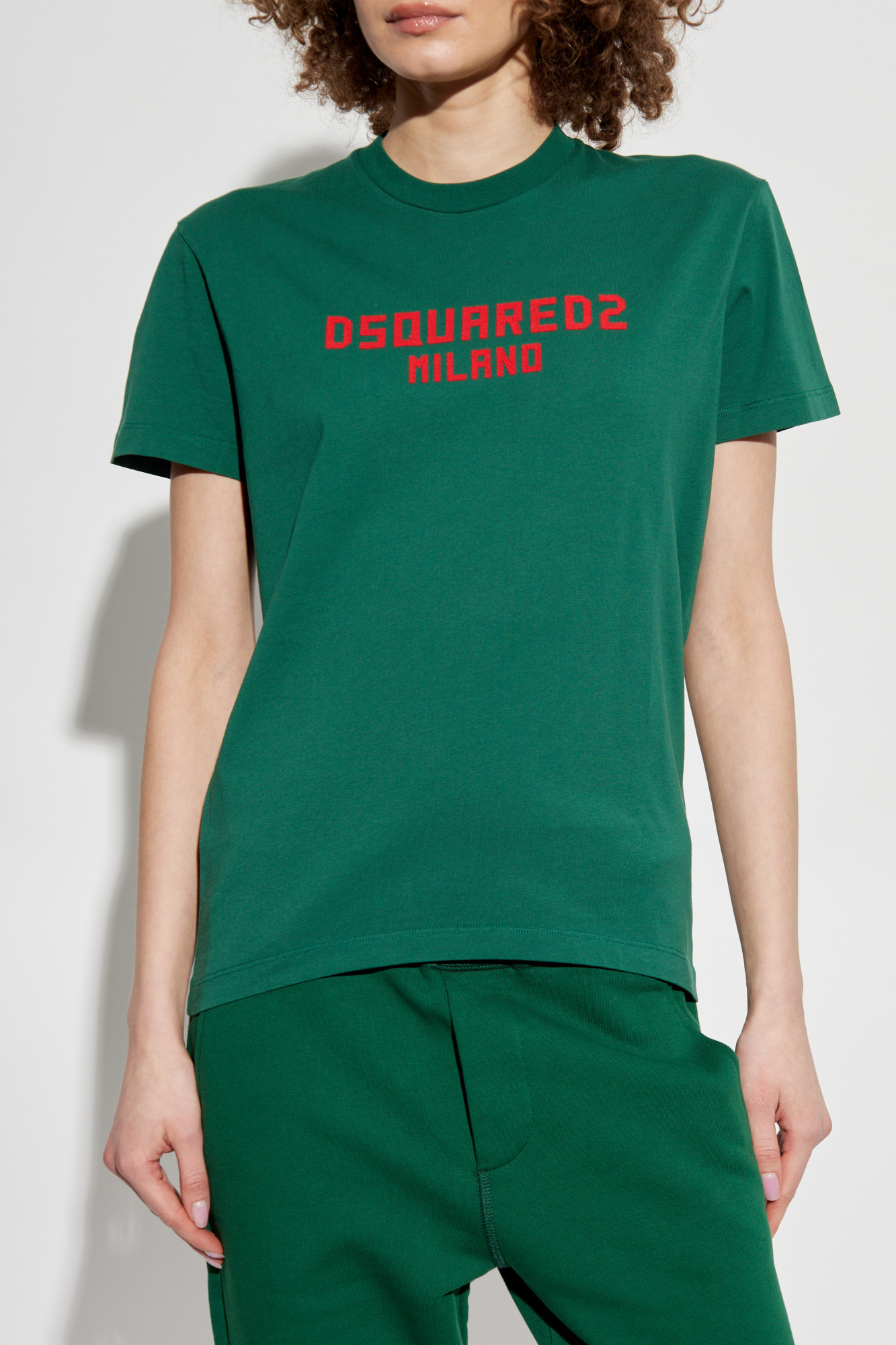 【送料&関税込】Dsquared2 Green Crew-neck T-shirt With Logo Green T-shirt with logo Dsquared2 - Vitkac France